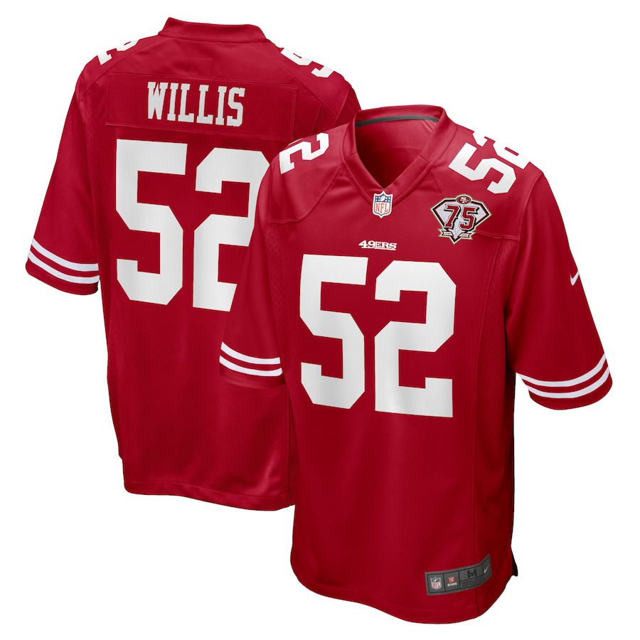Men San Francisco 49ers #52 Patrick Willis Nike Scarlet 75th Anniversary Game Retired Player NFL Jersey